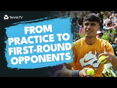 Alcaraz s'entraîne avec Cerundolo, son adversaire du premier tour, deux jours avant leur match à Londres (Queen's 2024)