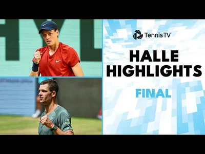 Les meilleurs moments de la victoire de Sinner sur Hurkacz sur le gazon de Halle, son premier titre en tant que numéro 1 mondial.