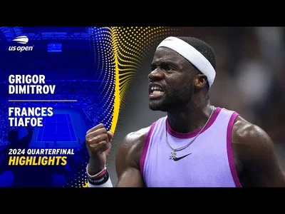 Moments forts du match Tiafoe vs Dimitrov en quarts de finale de l'US Open.