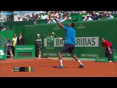 Tsonga amazing half volley against Federer in Monte Carlo