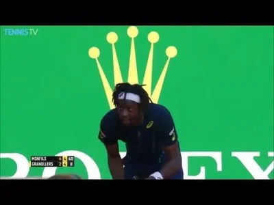 Perfect passing shot from an exhausted Monfils in Monte Carlo