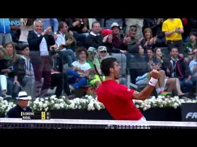The wonderful set point of Djokovic against Nadal in Rome !