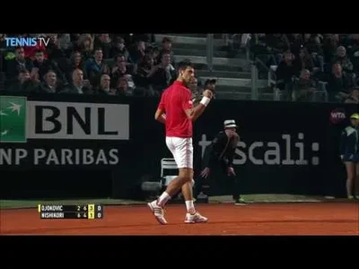 Perfect forehand from Djokovic against Nishikori in Rome