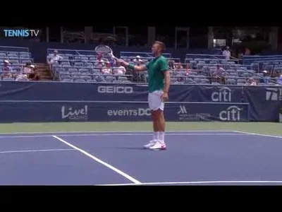 Sock hits the perfect lob against Karlovic in Washington