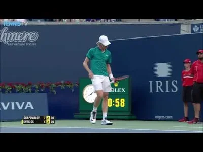 Kyrgios can't react on this superb passing shot from Shapovalo in Toronto
