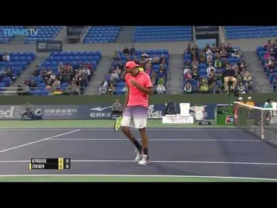 Hot Shot from a non concerned Kyrgios against Zverev in Shanghai