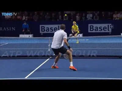 Nishikori saves a match point with a lob against Muller in Basel