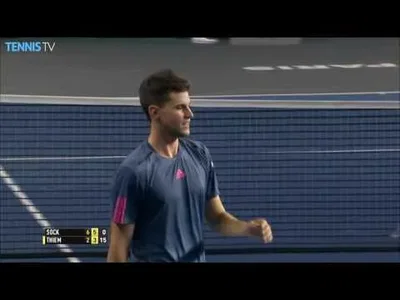 Thiem improvises a volley tweener against Sock in Paris
