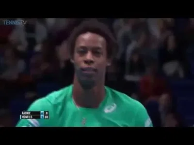 Superb no-look drop shot by Monfils against Raonic in London