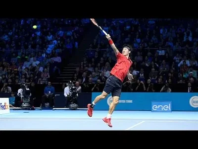 Wonderful backhand smash winner by Nishikori against Wawrinka