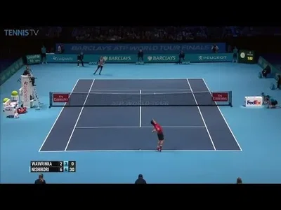 Big forehand winner from Wawrinka against Nishikori in London