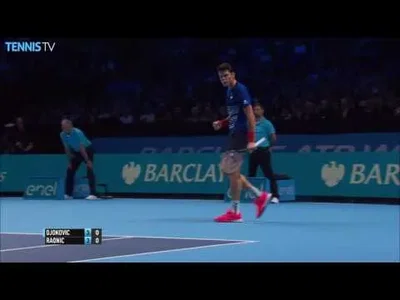 Nice backhand passing shot from Raonic against Djokovic in London