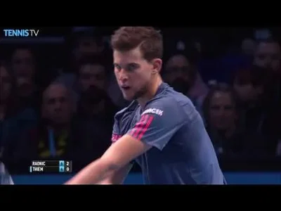 Huge backhand winner from Thiem against Raonic in London