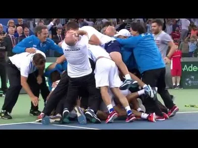 The Argentinians exult when Delbonis scored the title point!