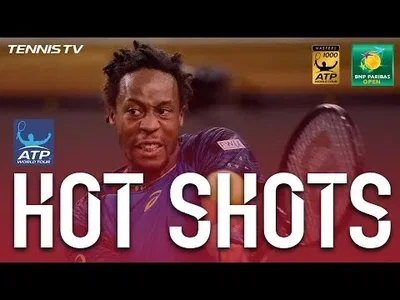 Perfect lob from Monfils over Isner at Indian Wells