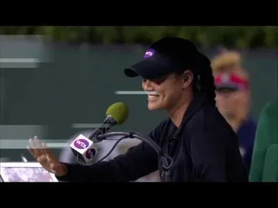 Chair Umpire gets hit by Pliskova return in Indian Wells.