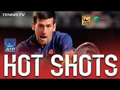 Equilibrist backhand passing shot from Djokovic against Thiem in Rome
