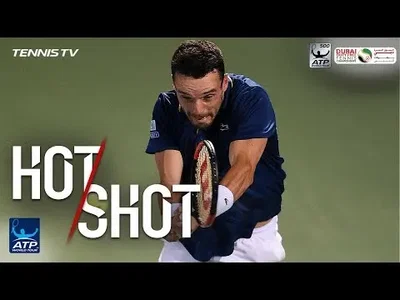 Great passing-shot from Bautista Agut against Pouille in Dubai