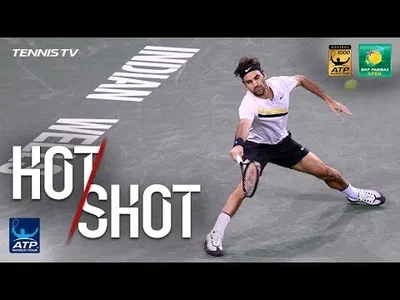 Superb running lob from Federer to get the break against Chung