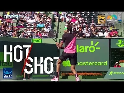 No-look backhand winner from Del Potro against Nishikori in Miami