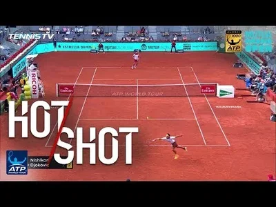 Nishikori huge backhand answer against Djokovic in Madrid