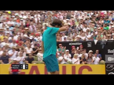 Federer's perfect drop volley against Raonic in Stuttgart