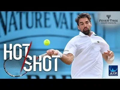 Chardy huge forehand up the line against Djokovic at Queens