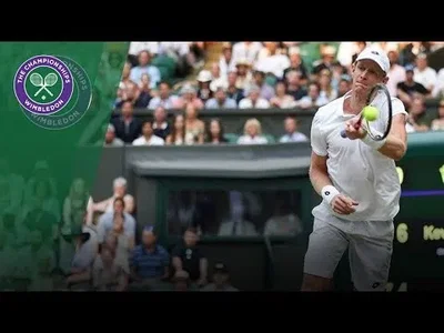 Anderson falls, turns lefty and wins the point against Isner at Wimbledon