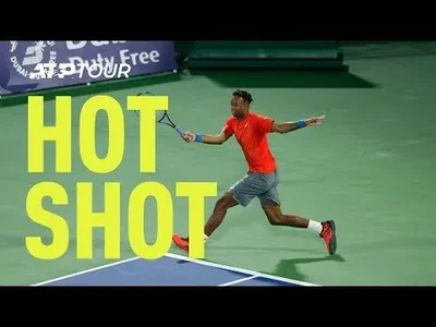 Monfils' huge forehand passing shot against Cilic at Dubai