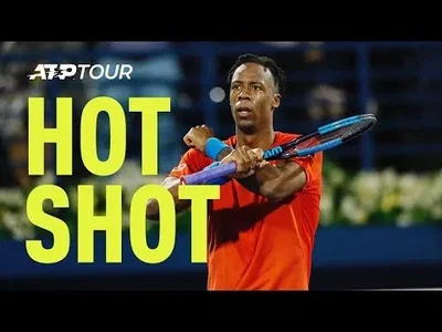 Air Monfils goes airborne for a Slam Dunk against Cilic in Dubai