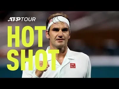Perfect drop volley from Federer against Shapovalov in Miami