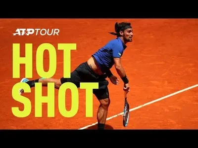Fognini's perfect point to save break point against Edmund in Madrid