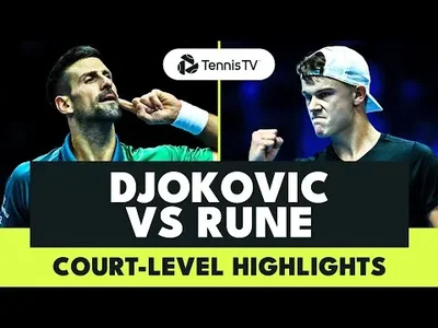 Court-Level highlights of Djokovic Thriller win over Rune in Turin
