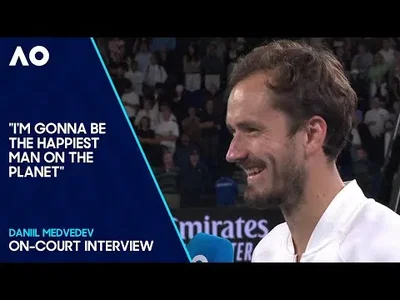 Medvedev On-Court Interview after beating Zverev at the Australian Open