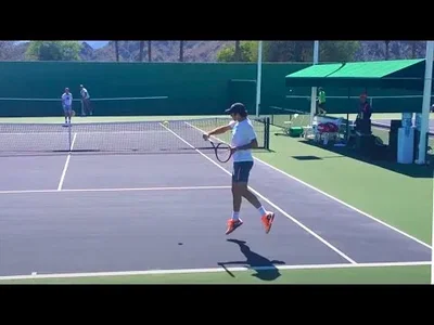 Federer & Edberg practise in Indian Wells 2014