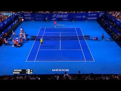 Nice passing shot from Ferrer against Nishikori in Acapulco Final