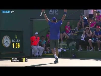 Tweener lob from Monaco against Kokkinakis in Indian Wells