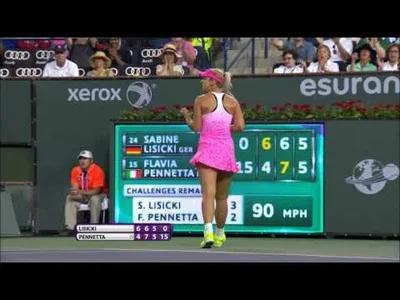 Incredible rally between Lisicki and Pennetta in Indian Wells !