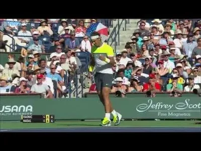 Crazy passing shot from Nadal versus Raonic in Indian Wells !