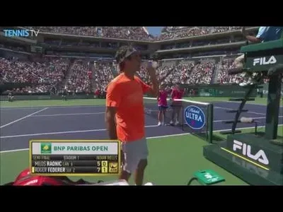 Federer Blistering Backhands versus Raonic in Indian Wells