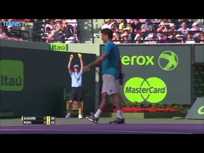 Nadal won an unlikely point against Almagro in Miami
