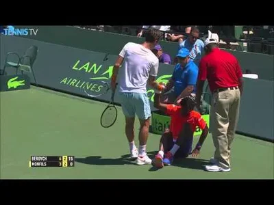 Monfils bad fall before his withdrawal versus Berdych in Miami