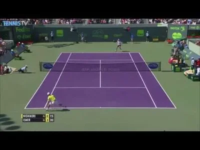 Lightning backhand from Isner against Nishikori in Miami