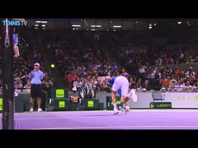 Superb drop shot volley by Djokovic against Ferrer in Miami