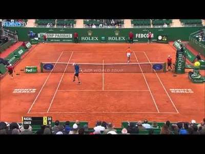 Amaizing rally between Nadal and Isner in Monte-Carlo