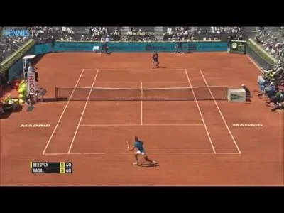Huge passing shot from Nadal against Berdych in Madrid !