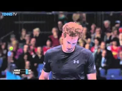 Murray tries to outwit Ferrer at the net in London