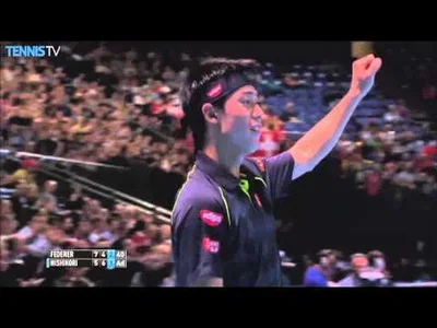 Nishikori old school backhand Hot Shot against Federer in London