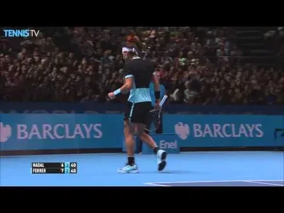 Huge point from Nadal against Ferrer in London