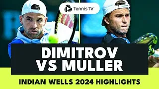 Les meilleurs moments du match entre Dimitrov et Muller au deuxième tour d'Indian Wells